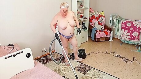 Stepmother-in-law Vacuums The Room