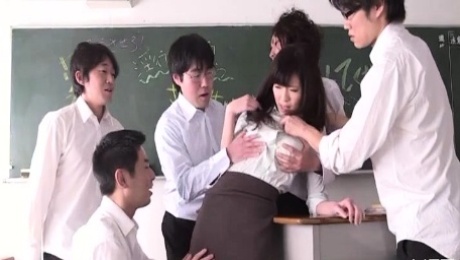 Student shows pussy while sucking teacher's one-eyed monster