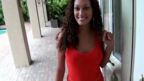 Tiana the curly ebony babe in hot interracial video