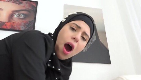 Cute hijab cleaning lady wants to fuck him