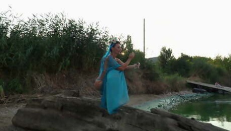 Dance on beach in evening light