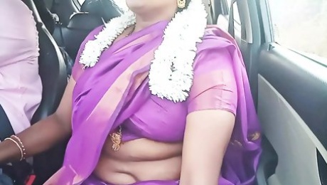 Telugu dirty talks, sexy saree aunty with car driver full video