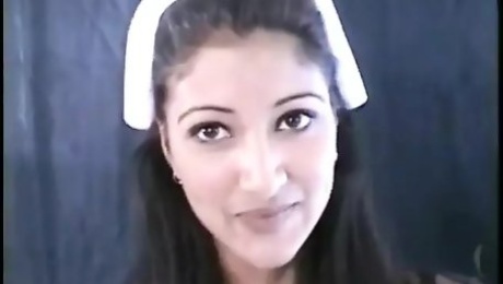 Indian nurse plays with her friend and then a dude joins