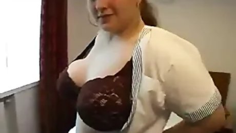 Hairy Cock Holster Maid Gets Her Big Tits Slapped Around