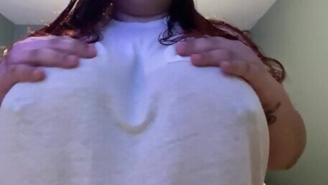 Wet T Shirt Playing and Bouncing my Huge Natural Tits Pierced Nipples