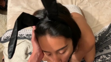 ASIAN EASTER BUNNY LOVES SUCKING COCK AND GETTING FUCKED