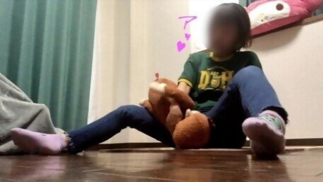 Cute girl has sex alone with her favorite doll