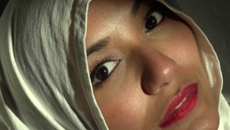 Beautiful Eyes White Hijab Arab Girl