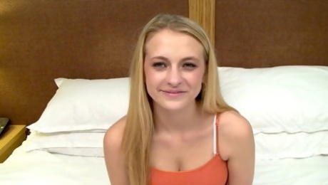 She is 18 and very nervous starring in her first xxx video