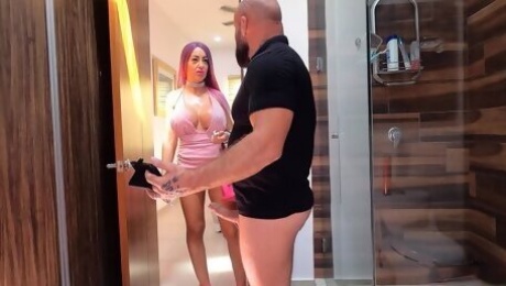 German Barbie Caught Him Jerk Off And Helps With Her Asshole